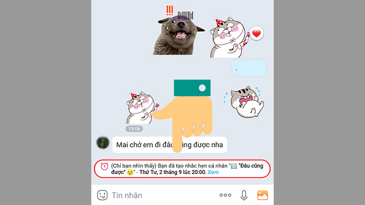 Làm cách nào để tạo lời nhắc cuộc hẹn cho riêng mình trên Zalo
