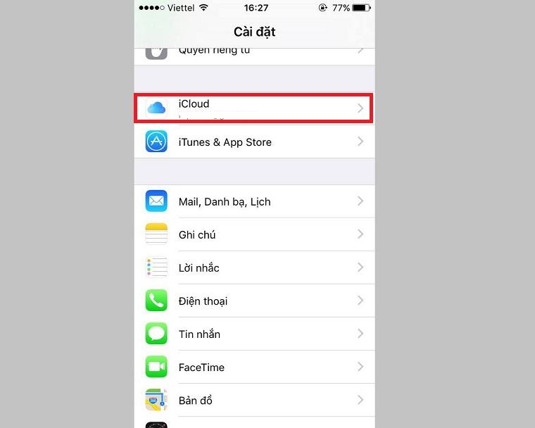 Chọn iCloud để đồng bộ danh bạ trên iPhone