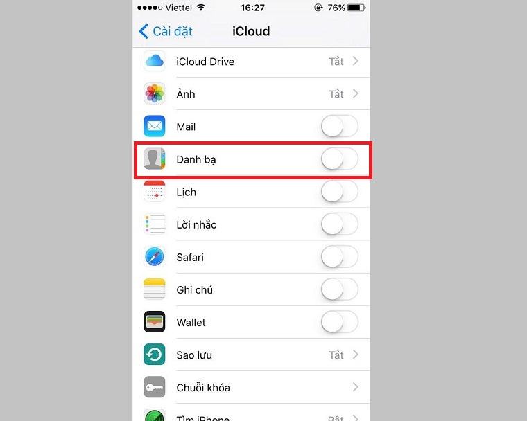 Chọn tùy chọn này để bật danh bạ