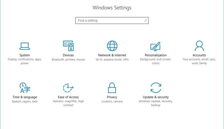Mở cài đặt Windows
