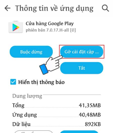 Chọn Gỡ cài đặt bản cập nhật
