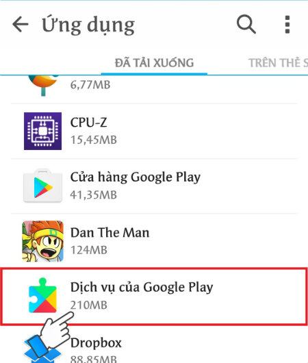 Chọn các dịch vụ của Google Play