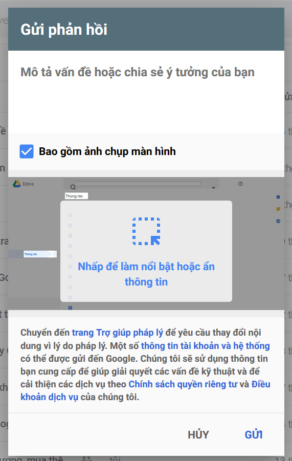 Gửi thông tin yêu cầu đến Google