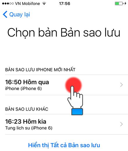 Chọn một bản sao lưu