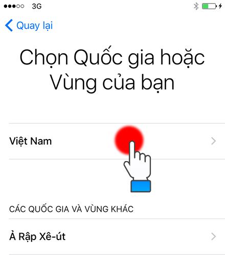 Chọn quốc gia hoặc khu vực (Việt Nam).