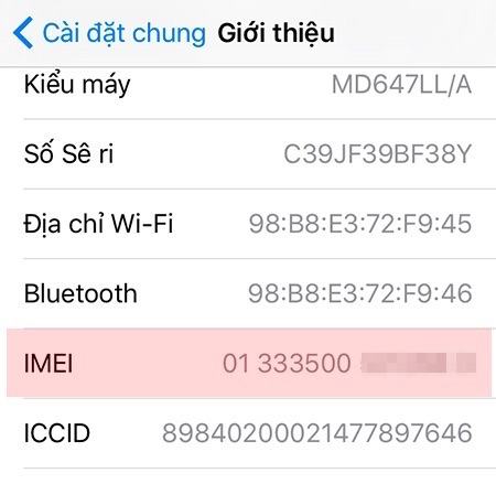 Xem IMEI.