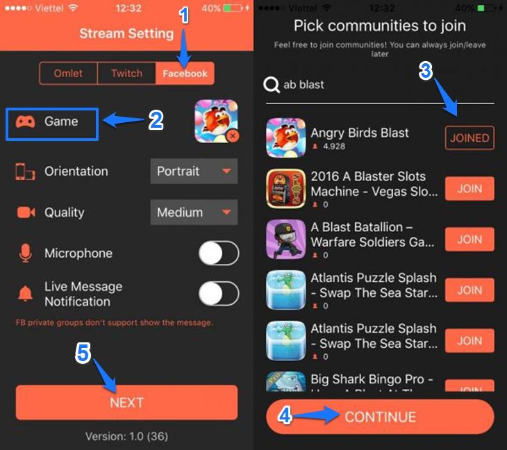Trực tiếp trận đấu trên Facebook trên iOS - Bước 2
