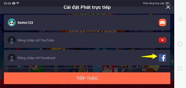 Phát trực tiếp trò chơi trên Facebook trên Android - Bước 4