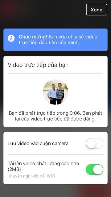 trực tiếp video trên Facebook