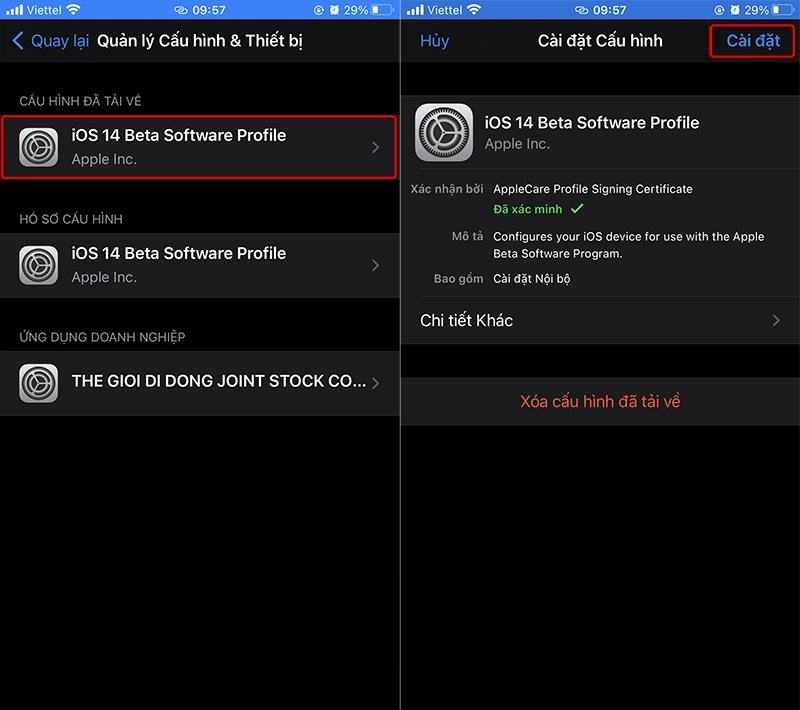 Cài đặt phần mềm Apple beta cho iOS 14 beta