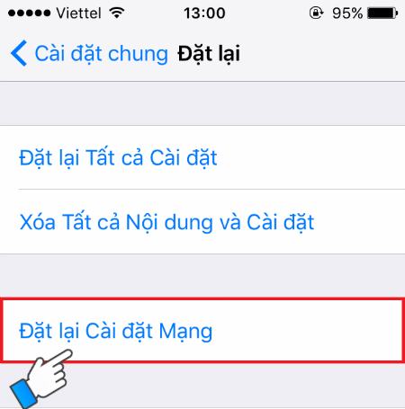 Chọn Đặt lại cài đặt mạng