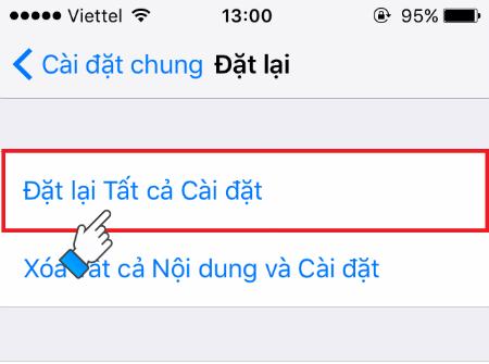 Chọn Đặt lại tất cả cài đặt