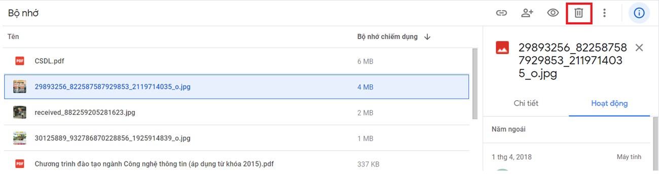 Nhấp vào nút Xóa Gmail