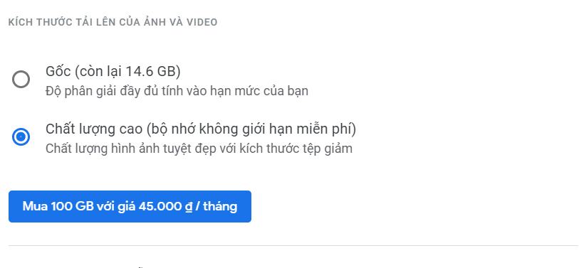 Lưu ảnh và video vào Google Drive miễn phí