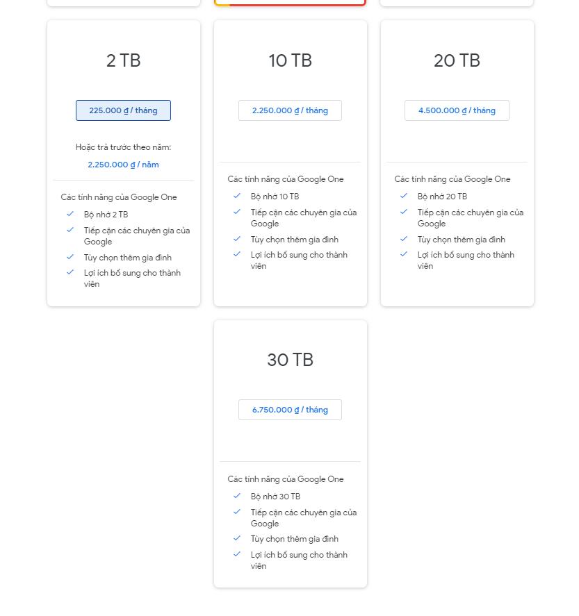 Mở rộng gói nâng cấp Google Drive