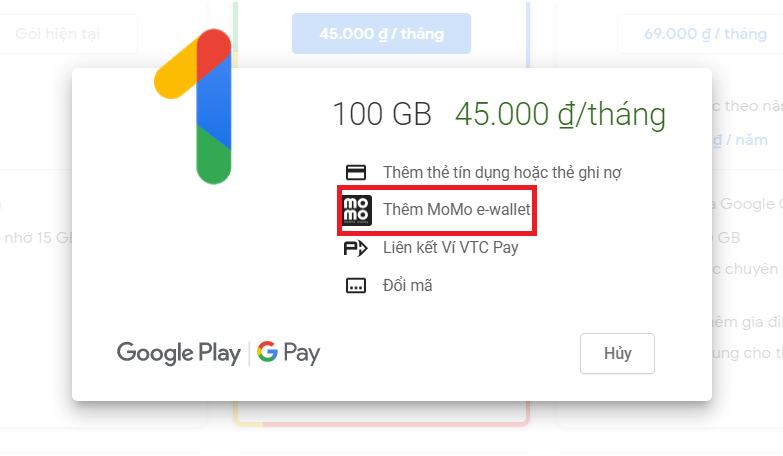 Chọn ví thông qua ví MoMo