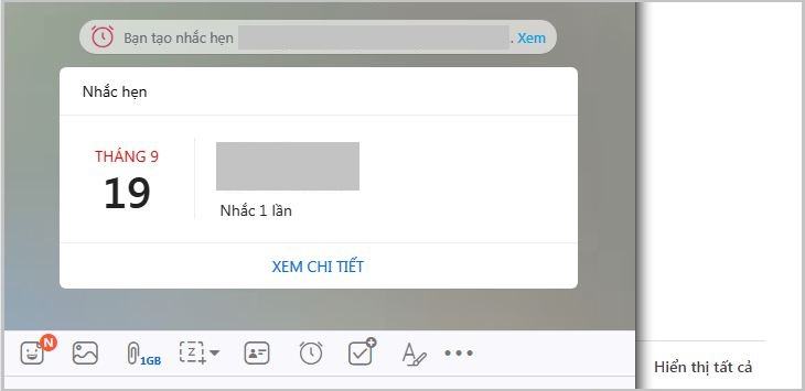 Thông báo cuộc hẹn đã được hiển thị