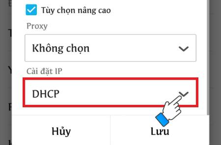 Nhấp vào trường Cài đặt IP