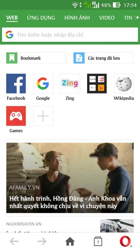 Trình duyệt Opera mini