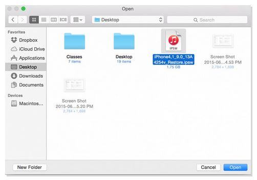 Chọn tệp iOS 9 beta thích hợp mà bạn đã giải nén và thực hiện cập nhật.  Sau đó xác nhận cập nhật.