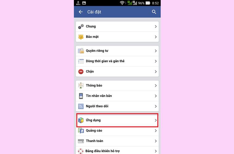 Trong cài đặt tài khoản, hãy chọn 