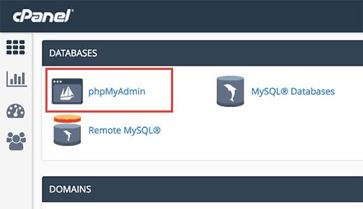 Nhấp vào biểu tượng phpMyAdmin