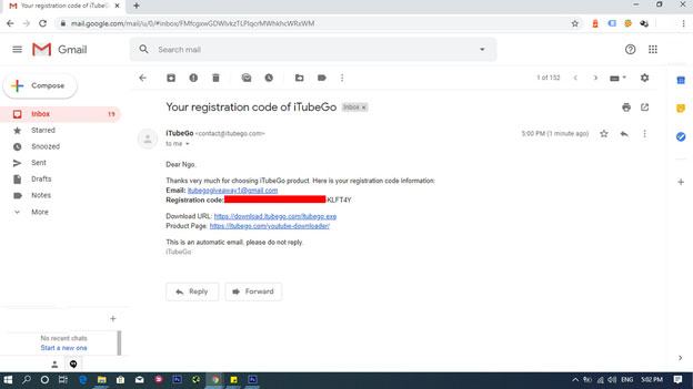 Kiểm tra email để biết liên kết tải xuống, email kích hoạt bản quyền và mã