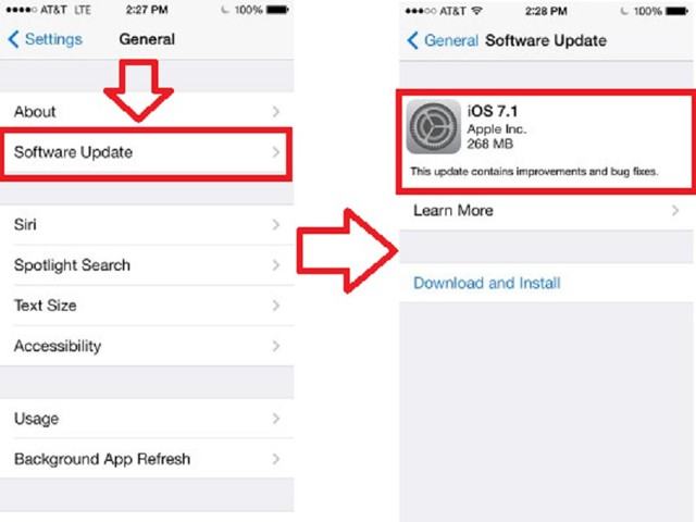 Cập nhật iOS 7.1 trên iPhone, iPad