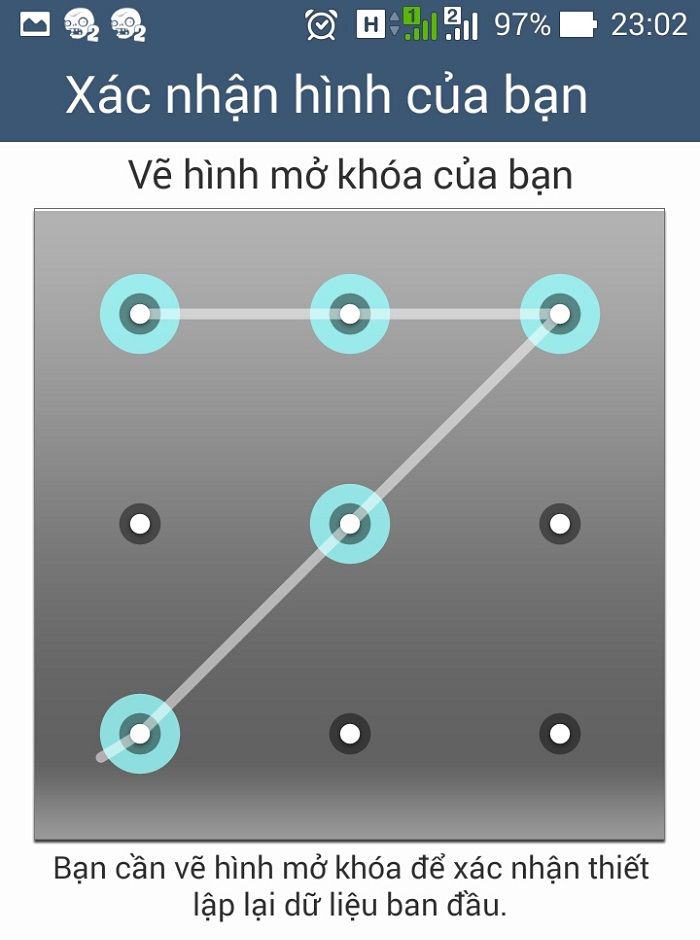 Máy sẽ yêu cầu bạn vẽ hình mở khóa