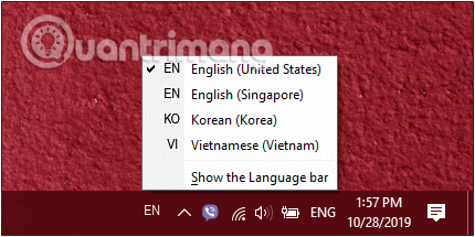 Nhấp vào và chọn ngôn ngữ đầu vào