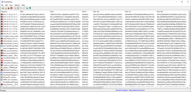 Phần mềm HashMyFiles