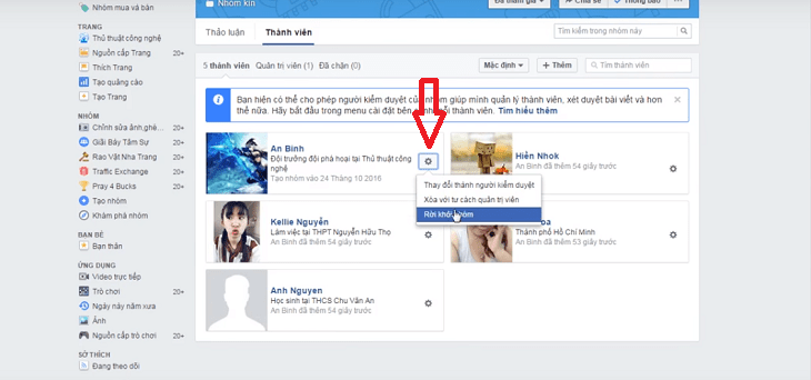 Tiến hành xóa nhóm fb bằng máy tính