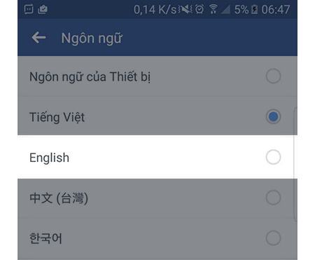 Chọn tiếng Anh