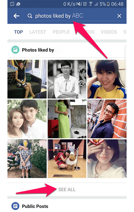 Nhập ảnh được thích bởi ...