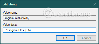 Thay đổi giá trị trong vùng dữ liệu Giá trị của ProgramFilesDir (x86) thành C:  Program Files (x86).