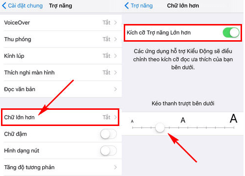 Cài đặt văn bản lớn hơn trên iPhone