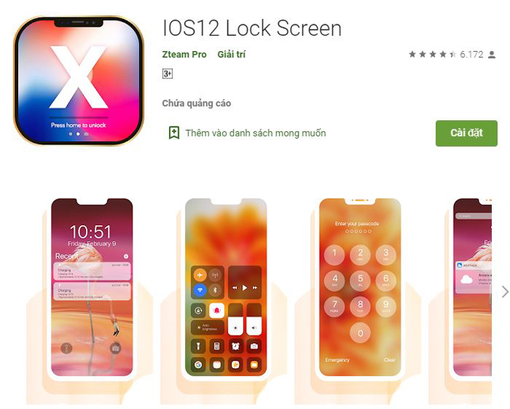 màn hình khóa iOS12