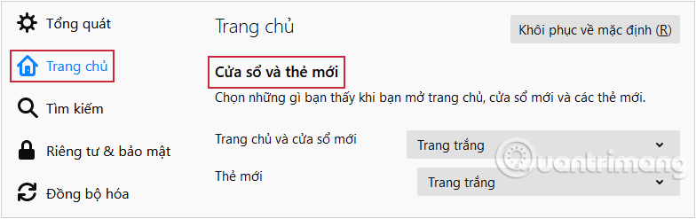 Trong Trang chủ, tìm Cửa sổ và Tab mới