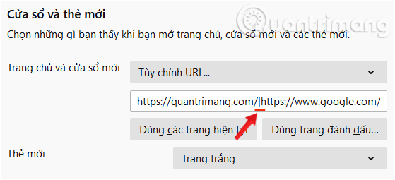 Dán địa chỉ của các trang web bạn muốn sử dụng vào hộp Dán URL