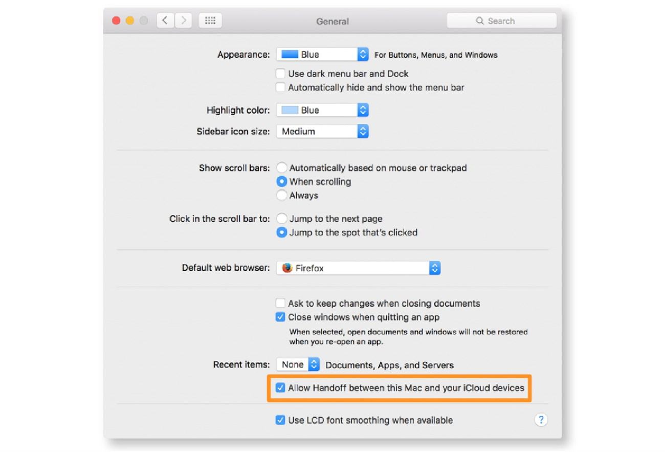 Chọn Cho phép chuyển giao giữa máy Mac này và các thiết bị iCloud của bạn