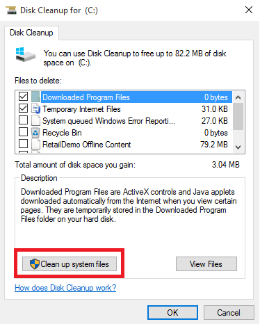 Chọn Dọn dẹp tệp hệ thống