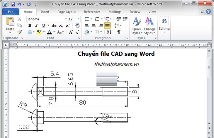Cách chuyển đổi CAD sang Word + Bước 3