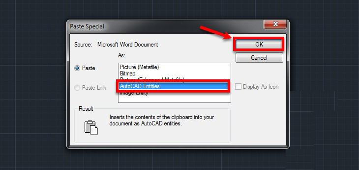Chuyển đổi hình ảnh từ Word trở lại AutoCAD 