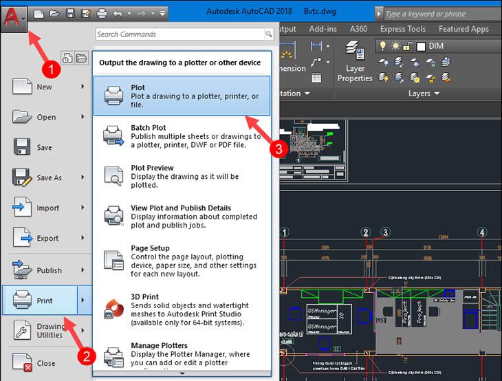 Chuyển đổi CAD sang PDF với chức năng File Print + Step 1
