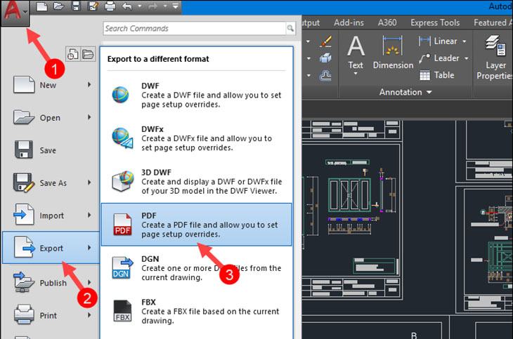 Chuyển đổi CAD sang PDF bằng tính năng xuất tệp + bước 1