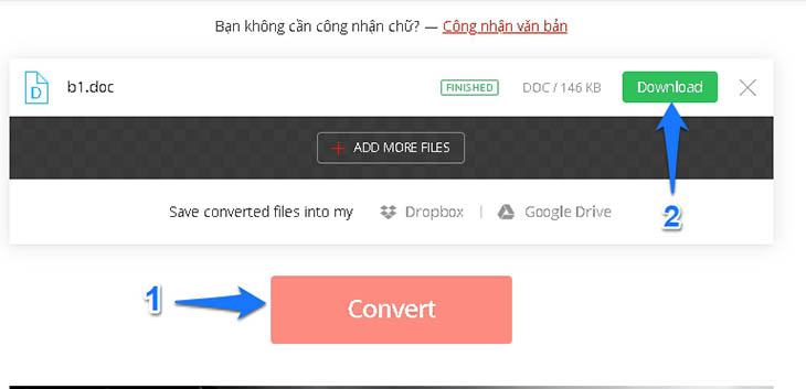 Chuyển đổi với converttio.co - Bước 2