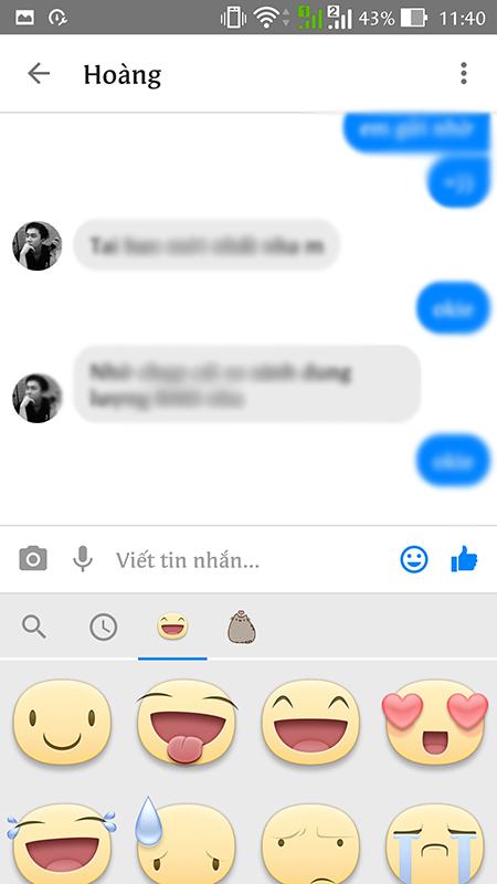 Messenger Lite chỉ có 2 loại nhãn dán cơ bản