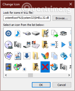 Chọn một trong các biểu tượng có sẵn trong Windows để thay thế biểu tượng lối tắt