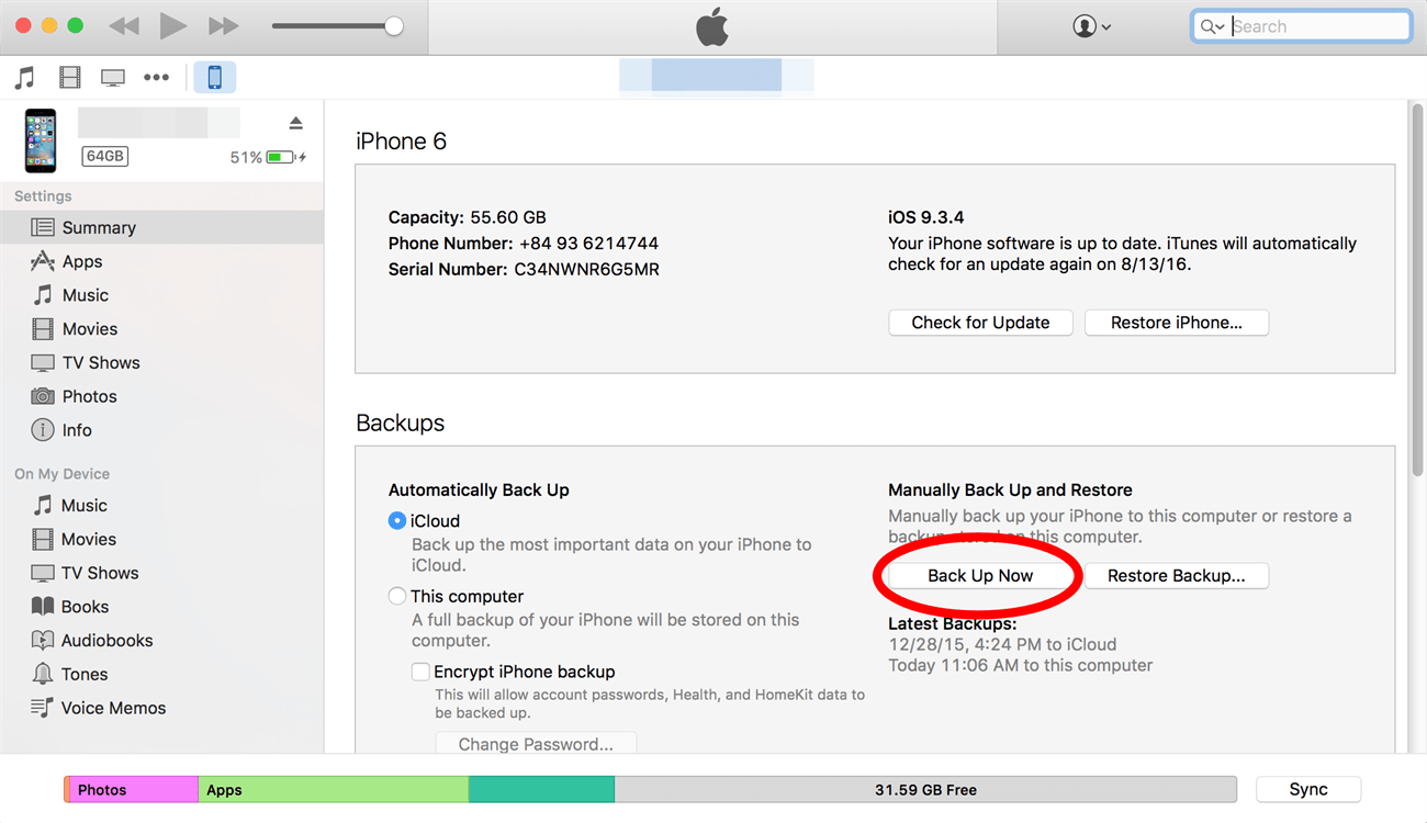 Phương pháp 1: Sử dụng tiện ích iTunes