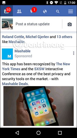Giao diện Facebook Lite